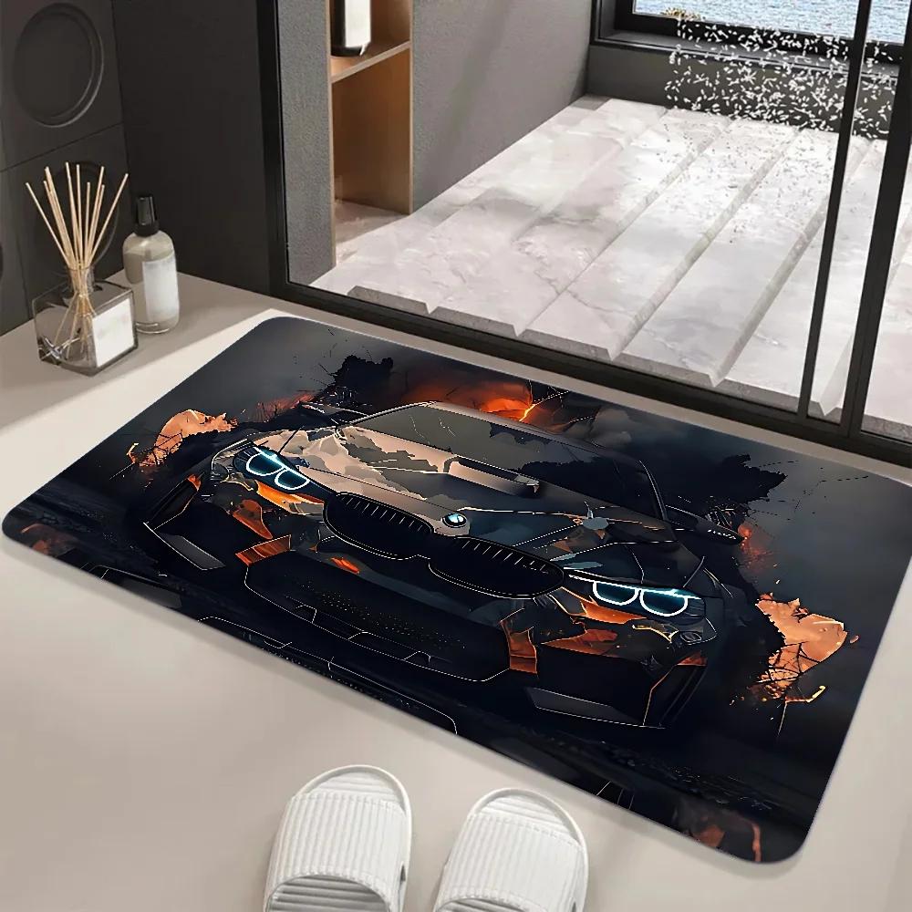 Large Size Retro Sports Car Floor Mats Graphic Printed  Doormats for Bathroom Kitchen Entrance Carpet Home Decoration Drain Pad