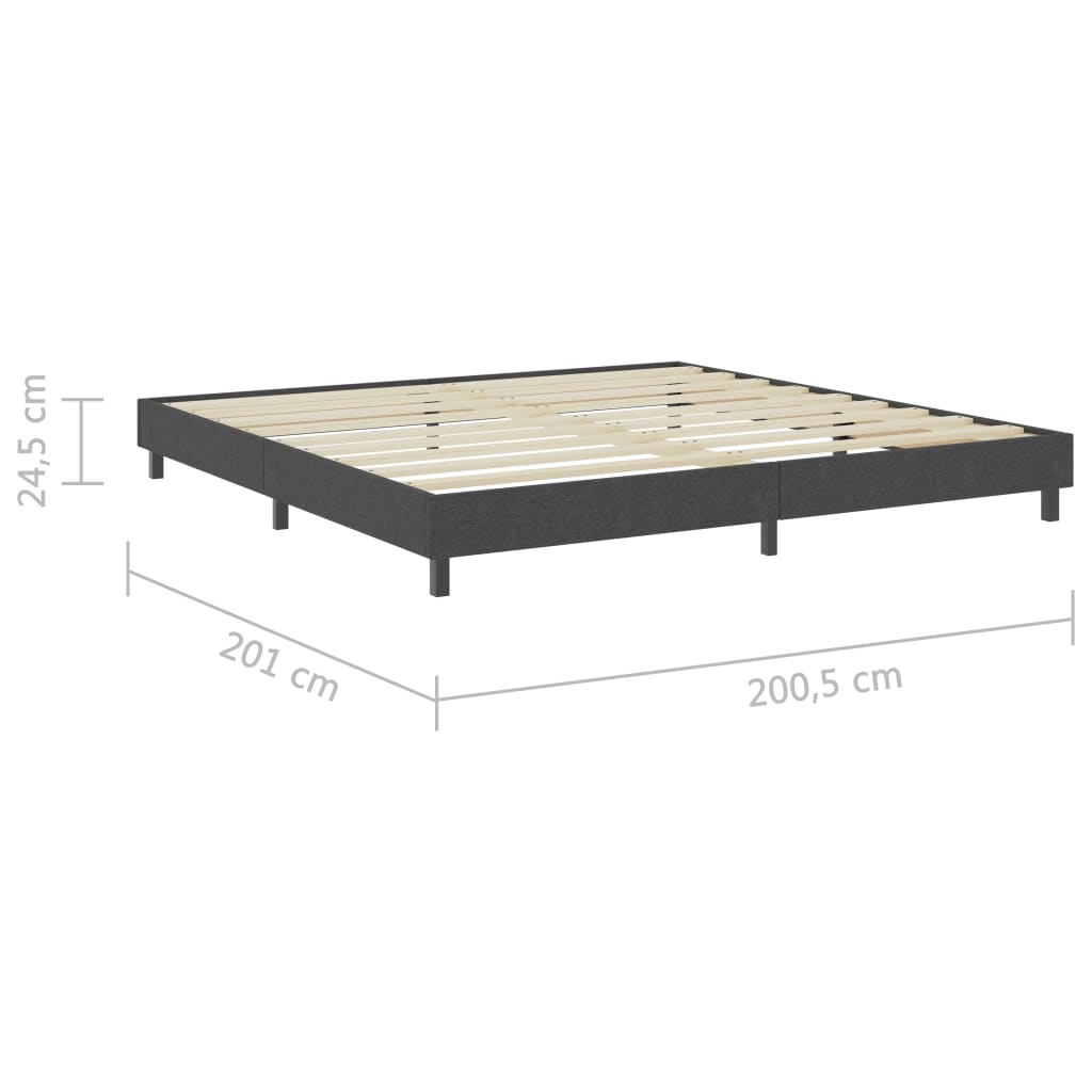 Box Spring Bed Dark Grey Fabric 200 x 200 cm