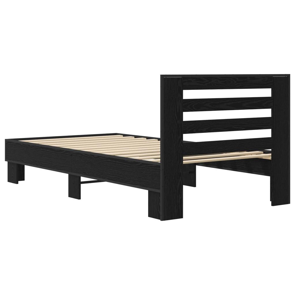 Bed Frame with Headboard Black Oak 80 x 200 cm