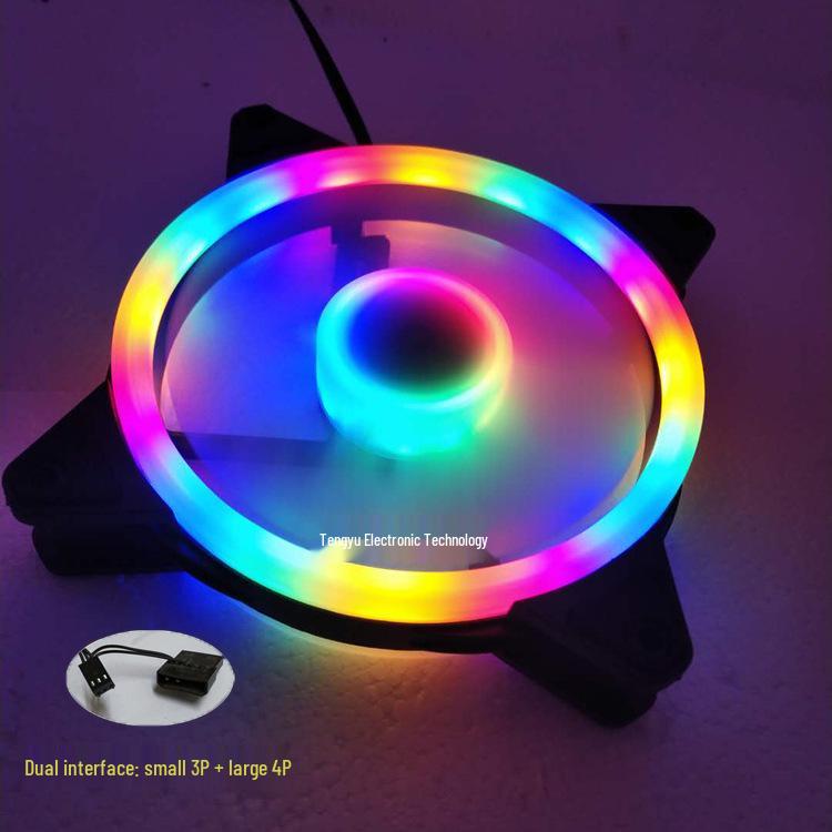 Battery Life Warrior 12cm Dual Aperture Luminous Case Fan with Rainbow RGB Lighting