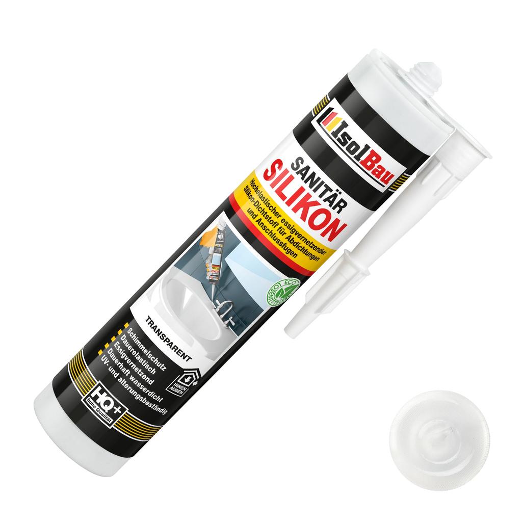 IsolBau Sanitary Silicone Transparent Sanitär Silikon 1 x 300ml