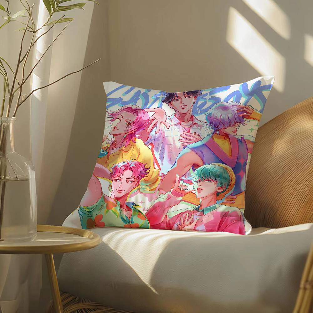 K-Pop Demon Hunters-H Saja Boys-S  Anime Movie Pillow Case Silky Elegant Comfort Sofa Bed  Invisible Zipper Beach Pillowcase