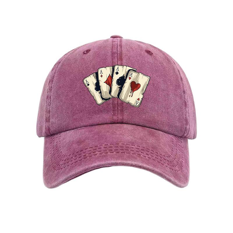 A Unisex Baseball Cap with AAAA Playing Card Print, Soft Top, Vintage Style for Men and Women, Adjustable Fit, Suitable for Outd
