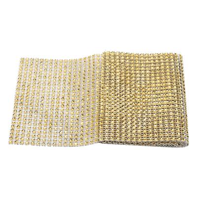 24 Reihen Kunststoff Strass Mesh Band Nähbesatz Bekleidungszubehör DekorationGold