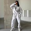 Autumn and Winter Casual Suit Women's Fashion Street Style Sweater Sports Suit Half Open Pocket Jumper Trousers Women