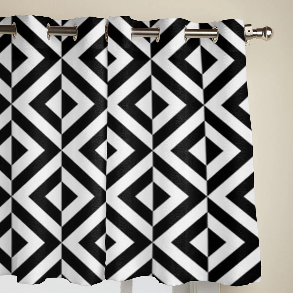 Abstraktní geometrický černobílý okenní závěs pro dětský pokoj, domácí žaluzie, závěsy do obývacího pokoje, ložnice, okenní závěsy