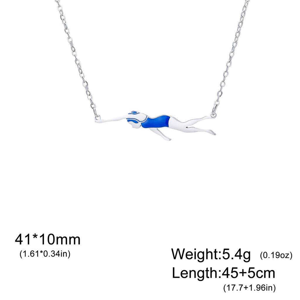Druppelolie Zwemmend Meisje Hanger Kettingen Roestvrij Staal Zwemactie Ketting voor Vrouwen Zwemmer Sieraden Cadeau