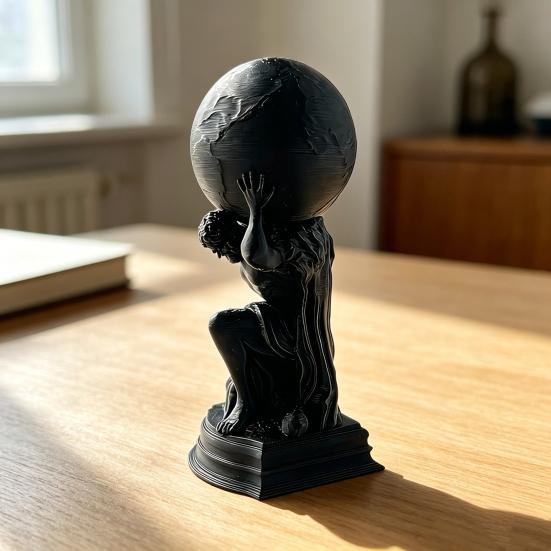 Printed Sculpture 3d Matte Figurine Black 3d Printed Statue With Frosted Texture Symbolizing Responsibility Desktop Ornament For Home Office Decor