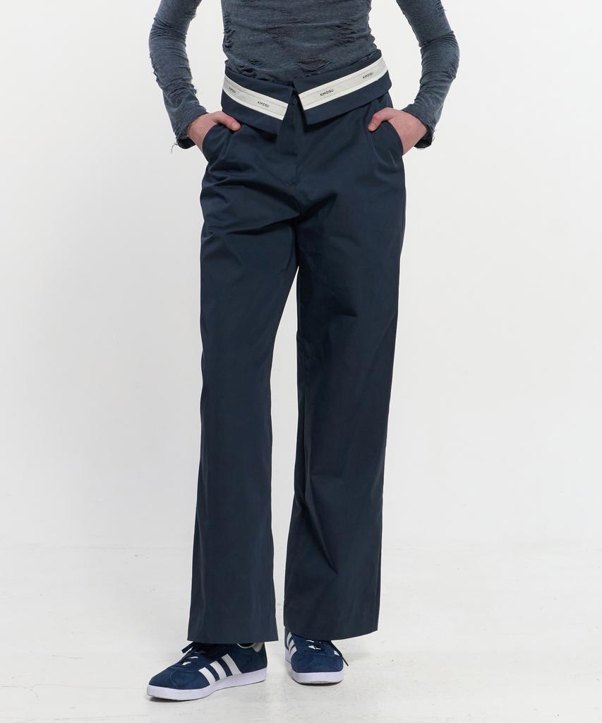 Kimjisu Fold Over Wide Slacks _ Navy