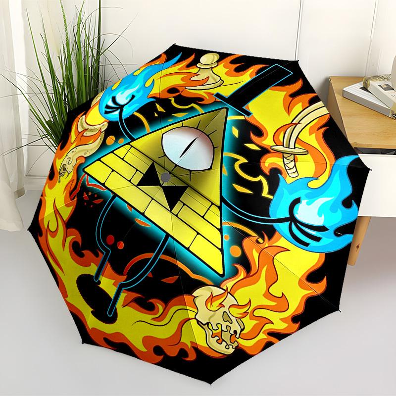 

1pc Gravity Falls Bill Cipher Automatic Folding Umbrella - Compact 8-Rib Design, Durable Plastic & Iron, Lightweight for Outdoor Daily Use, a0929177
