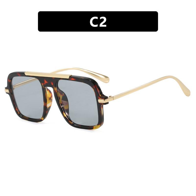 Vintage Colorful Metal Conjoined Square Sunglasses Women Men Retro Trend Sun Glasses Climbing Camping Glasses