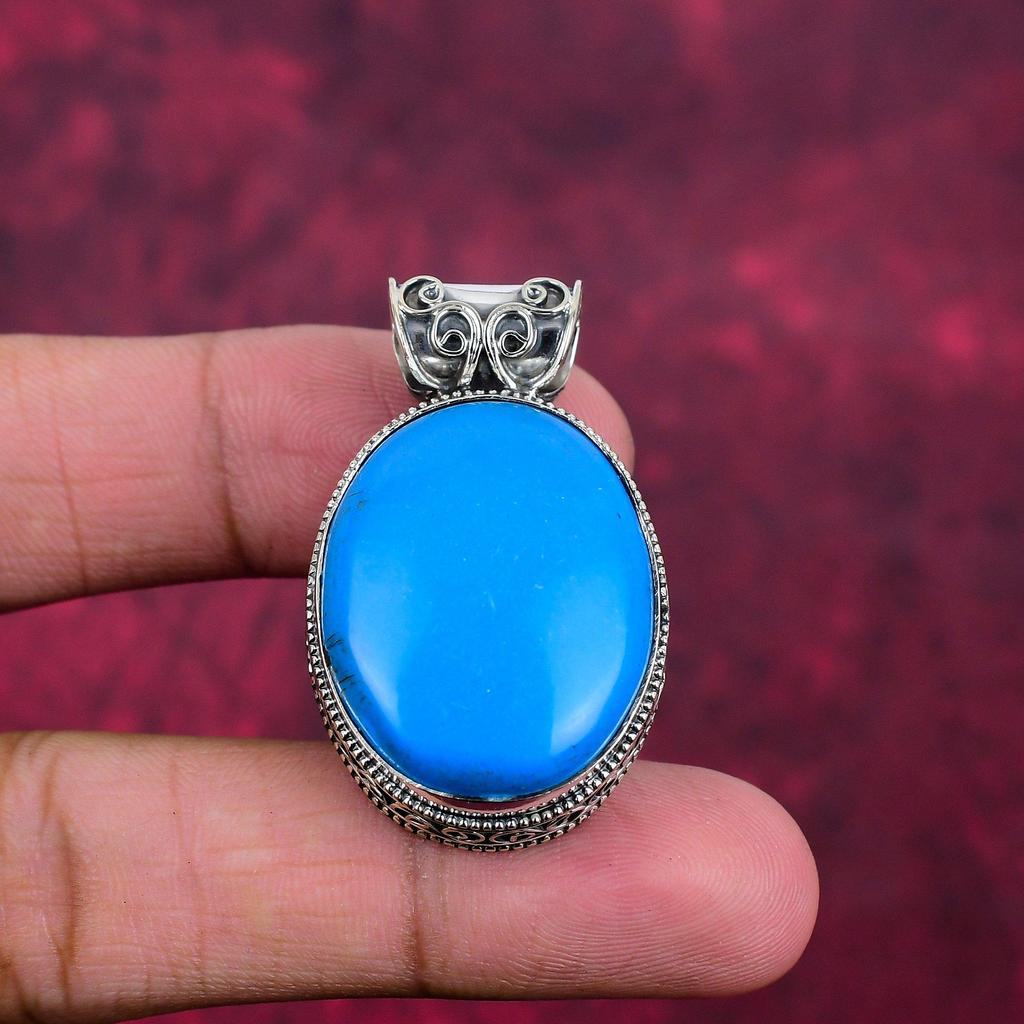 Sleeping Beauty Turquoise Pendant, 925 Solid Sterling Silver Gemstone Jewelry, Handmade Pendant, For Thanksgiving