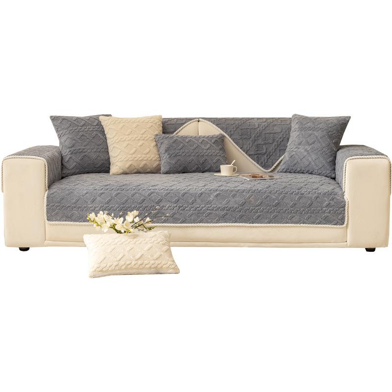 Winter Plush Leather Sofa Cushion Winter Thickened Cushion Non-Slip High-End Fabric Sofa Cover Cover Towel