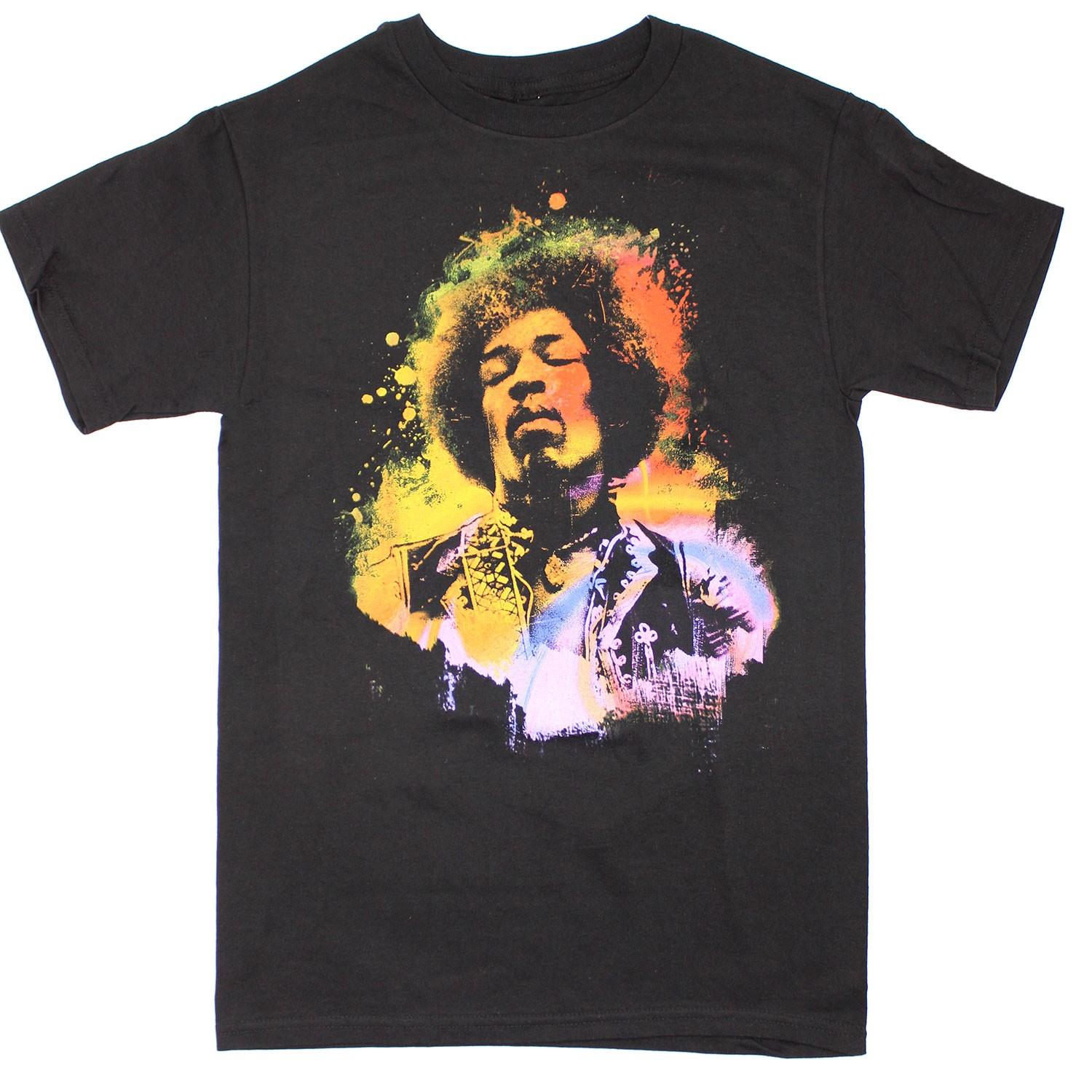 Men s Jimi Hendrix Paint Splattered T-shirt Small Black M