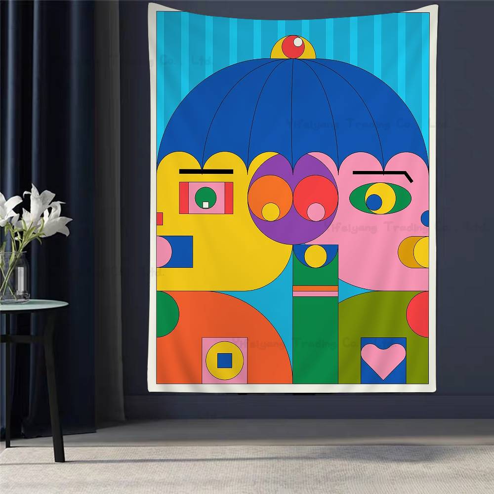 Buntes Geometrisches Gemälde Gedruckt Großer Wandteppich Indischer Buddha Wanddekoration Hexerei Bohemian Hippie Dekor Decke