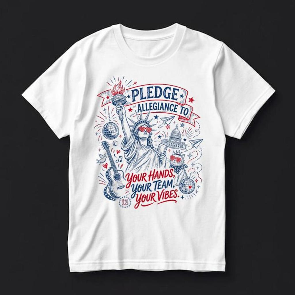 Pledge Allegiance To Your Hands Your Team Your Vibes America T-Shirt and Kids Tshirt