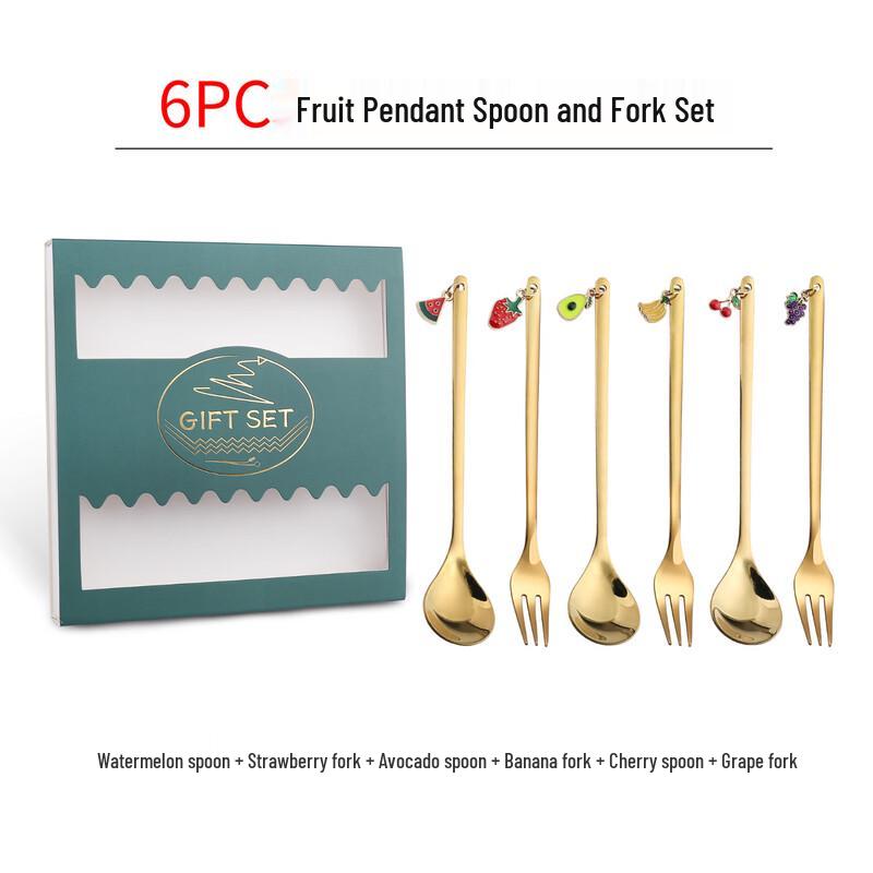 Christmas Stainless Steel Fruit Spoon & Fork Set