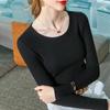 Autumn Round Neck Long Sleeve Knit T-shirt Women Casual Fashion Pullover T Shirt Woman Solid Bottom Inner Slim Ladies Tees 30276