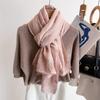 Linen Lace High-end Feeling Spring Summer Solid Color Pleated Scarf Women's Japanese Korean Temperament Versatile Cotton Shawl