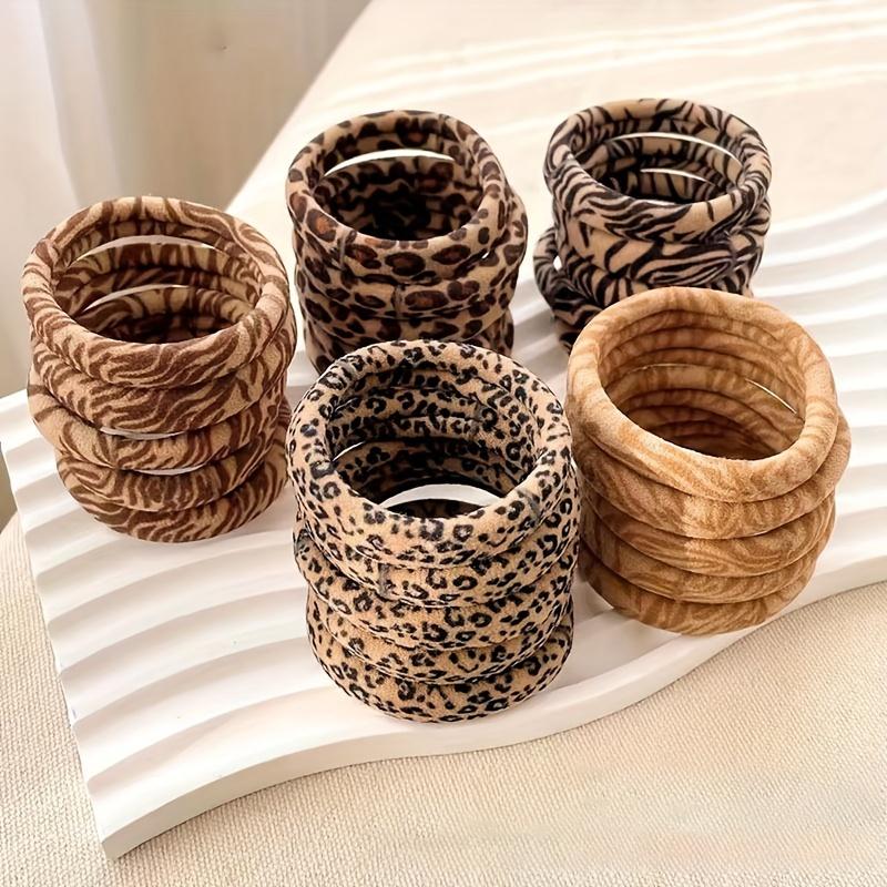 5PC/Set High Elastic Leopard Rubber Band Ponytail Tie Hair Rope for Women Simple Nylon Hair Ring Head Rope Hair Accessories