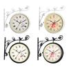 Double Sided Wall Clock Home Decor 12 Hours Display Mute Hanging Station Clock for Indoor Outdoor Lobby Home Garden Kitchen