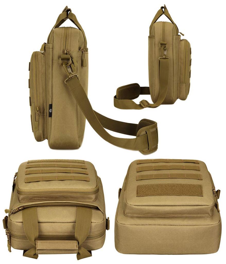 PHOENIX IKKI Vertical A4 Size Molle Compatible Camouflage Military Tactical Black 2-Way Handbag/Shoulder Bag/Business Bag,