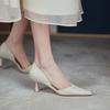 Summer new shallow pointed single shoes women's stiletto mid-heel shoes simple and versatile hollow high heels non-slip women's sandals