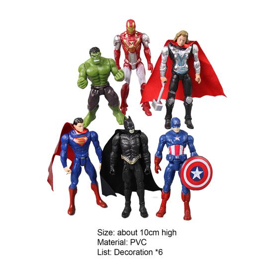 6 Stück/Set Dekorative Avengers Actionfiguren Captain America Iron Man Sammler-Miniatur Die Avengers Ornament für Kinder