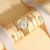 Fashion Light Luxury Trendy Round Dial Alloy Material Women's Quartz Watch Bracelet Set of 7, Suitable for Christmas and Thanksg