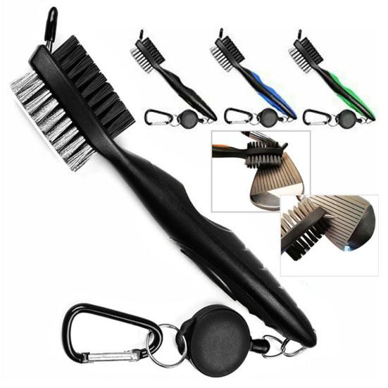 Golf Club Cleaning Brush with Carabiner Nylon Bristles Design Reusable Portable Golf Equipment Brush Cleaning Tool