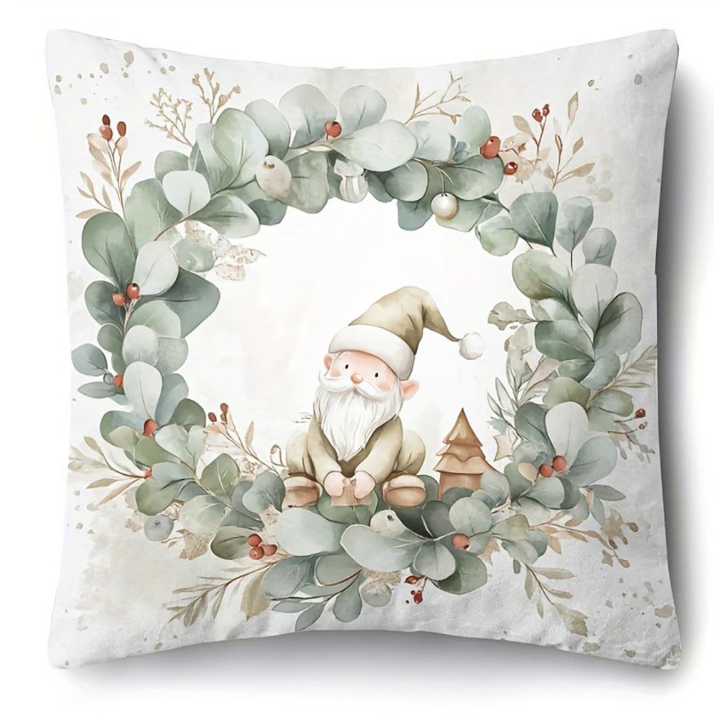 Christmas Themed Pillowcases: Gnomes, Wreaths, Trees & Houses for Festive Decor Sofa bed cushion cover, New Year home decoration