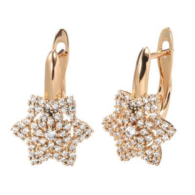 Pendientes de tuerca de Color oro rosa para mujer, pendientes de estrella de circón, joyería de moda para fiesta y boda