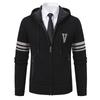 Herren Einfarbig Lässiger Pullover Strickjacke Jacke Herren Kapuzenplüsch Verdickte Pulloverjacke
