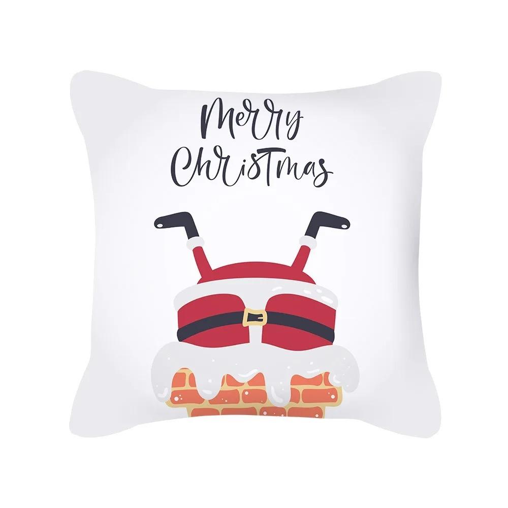 Christmas Theme Cushion Cover Cartoon Elk Living Room Bedroom Decorative Pillow Cover Home Decorative Pillow Cover Sofa Pillow