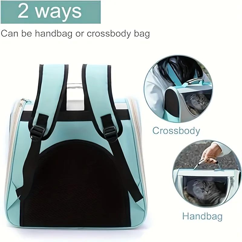 Large capacity collapsible pet backpack with zip closure handle and mesh vent perfect for cats and small dogs traveling