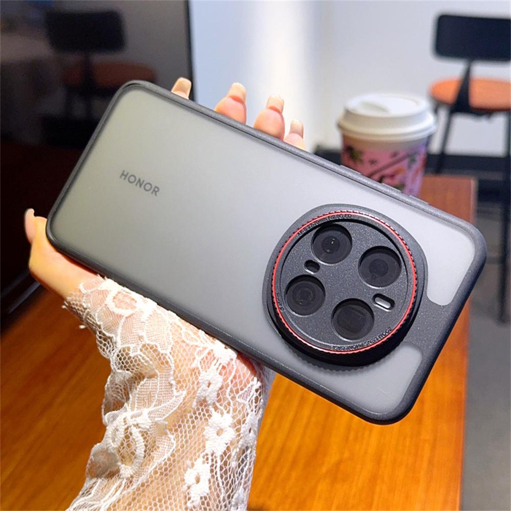 Husă Pentru Honor Magic7 Pro 5G Inel Lentilă Roșie Rezistentă la Șocuri TPU+PC Translucidă Acoperire Telefon