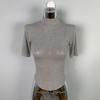 Korean Dongdaemun Sheer High Neck Slim Fit T-Shirt with Five-Point Sleeves