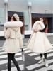 2025 Winter Women's Mid-Length Fur Collar Cotton Coat with Velvet Padding