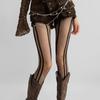Summer Spice Girls Sexy Fishing Net Stockings Lace Hollow Out Striped Stockings Black Silk Pantyhose Cool Girls Boots Skirt