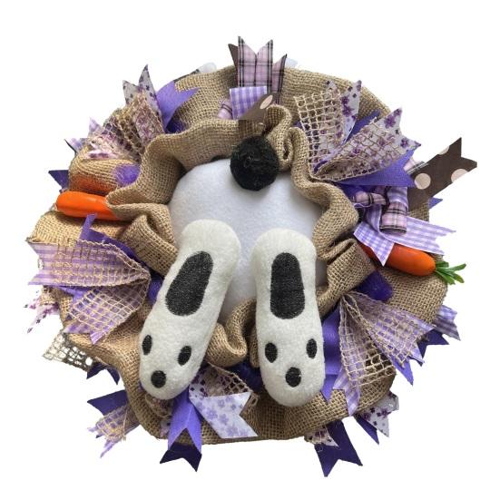 Easter Bunny Butt Wreath for Front Door Plush Rabbit Wreath with Bunny Ears for Spring Party Farmhouse Home Wall Decor