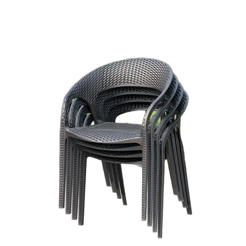 Modern Rattan-Style Stackable Outdoor Chair for Home, Balcony, or Courtyard Use