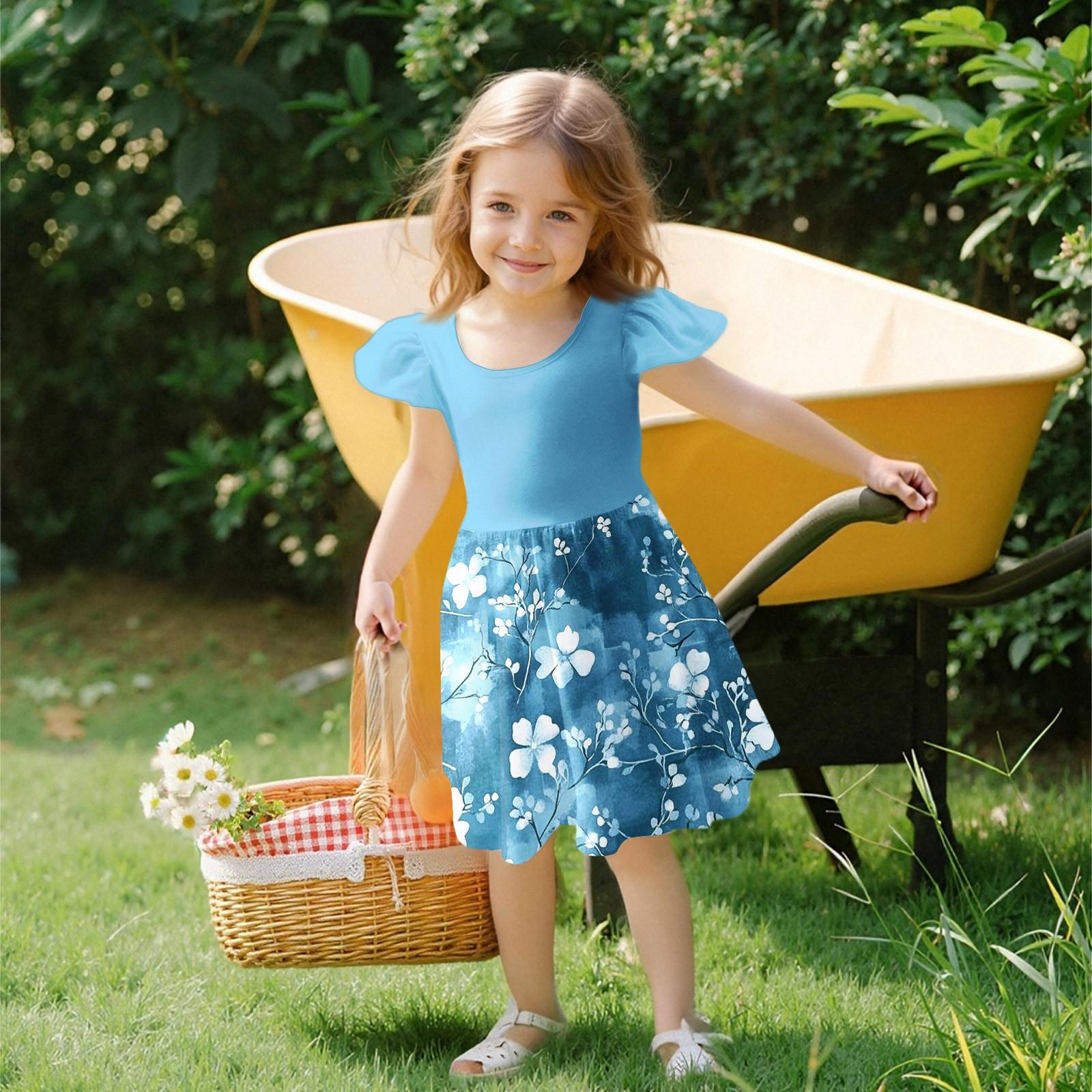 

Girls Toddler SleeveDress Dresses Casual Party School Dresses Clothes For Girls 160 синій