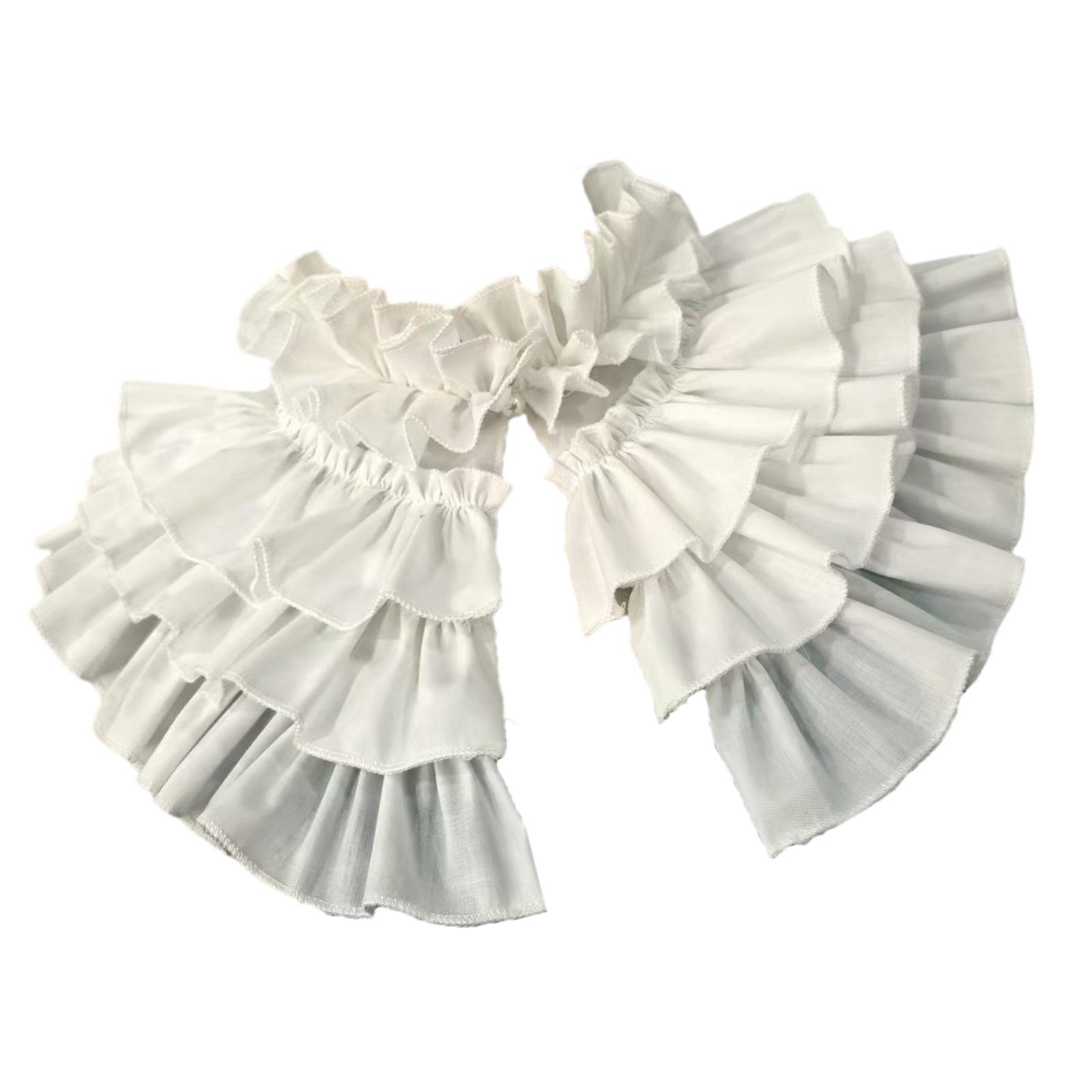 

Vintage Tiered Ruffled Victorian False Collar Detachable Cotton Pleated Shawl for Women s Renaissances Costume Parties