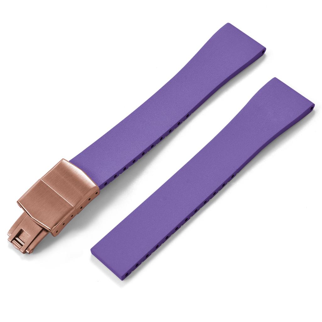 New Fluoro Rubber Watch Band CTS FKM Strap 16 18 19 20 21 22mm Cut to Size Fast Release Adjustable Universal Rose Gold Buckle
