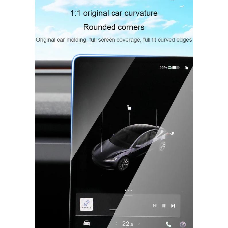 For Tesla Model 3 Highland Ultra-clear Tempered Glass Screen Protector Center Display Film Protect Set Wireless Charging Mat