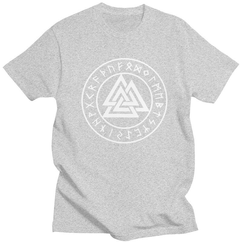 Individuelles Wikinger Odin Valknut Runen T-Shirt für Herren Kurzarm T-Shirt Mode Nordische Wikinger Valhalla T-Shirt Reine Baumwolle Tee