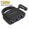 128W Car Charger Splitter Multi Ports PD30W QC3.0 Cigarette Lighter Adapter Car Cigarette Lighter Socket Splitter with Switch
