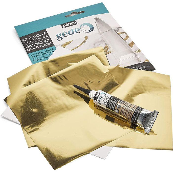 Kit à dorer - 3 feuilles miroir et mixtion 20 ml - Finition or