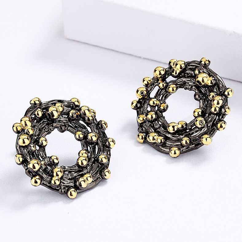 Sace Gems Ethnic Vintage Earrings Luxury Two Tone Stud Earring for Women Trendy Jewelry
