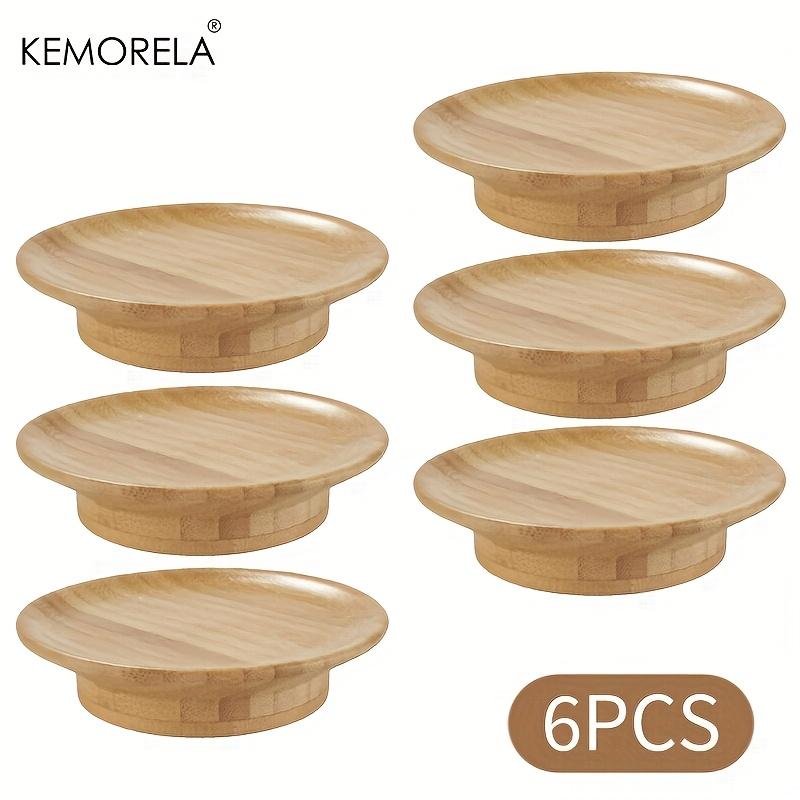 Bamboo Serving Coaster, 4/6PCS Round Appetizer Plate for Cheese Fruit & Snacks, Natural Tray for Wedding Bar Party Use